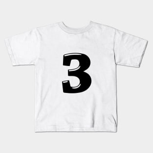 Number 3 black text in 3d font style Kids T-Shirt